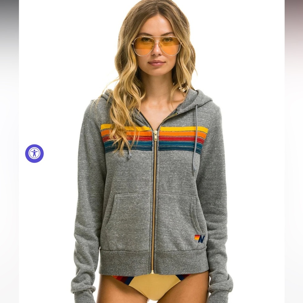 Aviator Nation 5 Stripe zip up hoodie